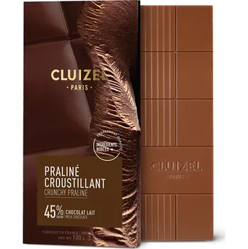Čokoláda Michel Cluizel mléčná čokoláda s křupavým praliné 45% 100g