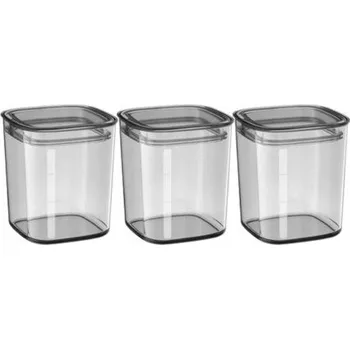 Dóza na potraviny Sada 3 Kuchyňských Dóz na Sypké Potraviny Koření s Víčkem 0,65 l