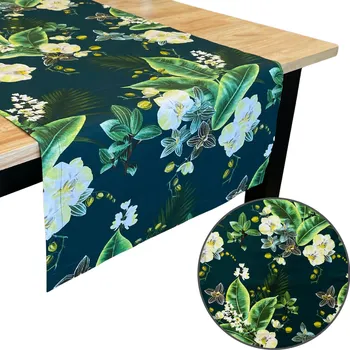 Prostěradlo Běžec na stůl krémový, odstíny zelené, vícebarevný 125 x 45 cm