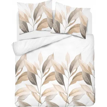Povlečení Povlečení Saténové 220x200 Listy v béžových odstínech Podzimní