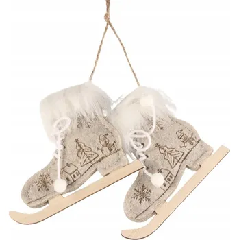 Vánoční dekorace Filcová lyžařská bota vánoční ozdoba 8 cm s kožešinou