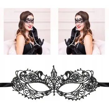 Maska na oči (benátská) PartyPal Královna labutí, látková, kouzelnice, černá