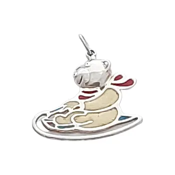 Přívěsek Stříbrný přívěsek medvěd na saních