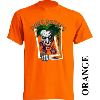 Pánské tričko panske-levne-bavlnene-vtipne-tricko-potisk-joker-poker Barva: Orange - oranžová, velikost: M