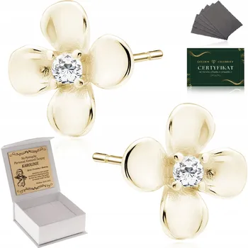 Náušnice ZLATÉ DĚTSKÉ ŠPERKY STŘÍBRNÉ NÁUŠNICE PRO DÍVKY KVĚTINKY ZIRKONY