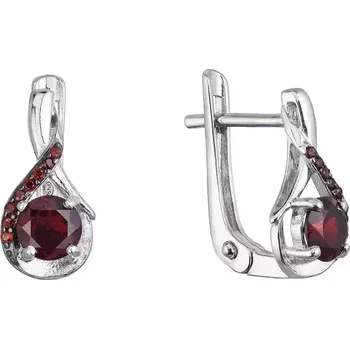 Náušnice Stříbrné náušnice luxusní s pravými minerálními kameny rudá slza 11495.3 garnet