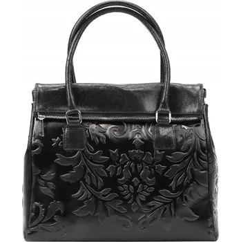 Kabelka Vera Pelle kabelka kufřík z pravé kůže černá