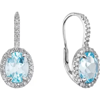 Náušnice Stříbrné náušnice luxusní s pravými minerálními kameny modré 11492.3 sky topaz