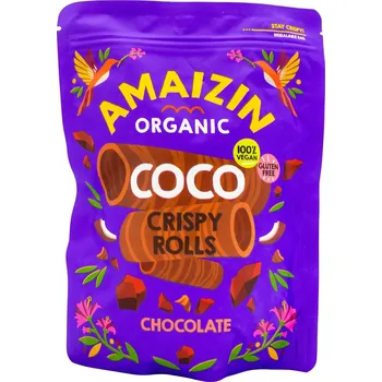 Cukrovinka BIO trubičky kokosové s čokoládou - Amaizin, 140 g