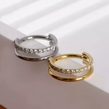 Piercing Dvojitý titanový kroužek s čirými krystaly SAWKR01 InfinityPierce.cz (Titanový dvojitý kroužek s krystaly SAWKR01)