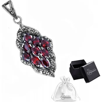 Přívěsek Stříbrný oxidovaný přívěsek ryzost 925 Granát