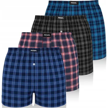 Boxerky Pánské trenýrky boxerky volného střihu bavlněné sada 4 ks kostkované *XXL
