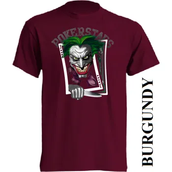 Pánské tričko panske-levne-bavlnene-vtipne-tricko-potisk-joker-poker Barva: Burgundy - vínová, velikost: 4XL