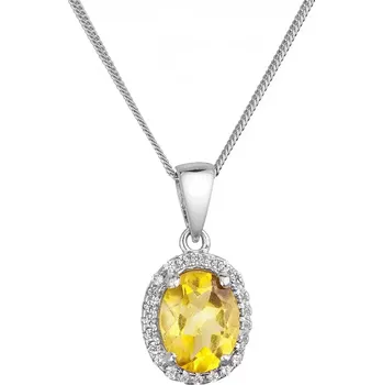 Náhrdelník Stříbrný náhrdelník luxusní s pravým minerálním kamenem žlutý 12086.3 citrine