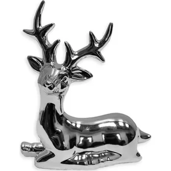 Vánoční dekorace UH Jelen porcelán 12,3cm stříbrná