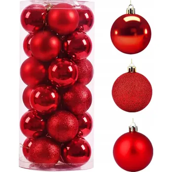 Vánoční dekorace ČERVENÉ SADA VÁNOČNÍCH BANĚK BANĚK VÁNOČNÍ BAŇKY BROKÁTOVÉ LESKLÉ OZDOBNÉ