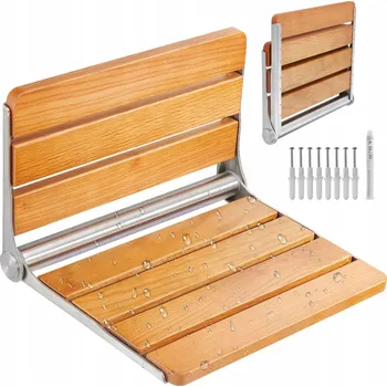 Koupelnové sedátko Skládací sprchové sedátko dubové 41x34 cm pro montáž na stěnu