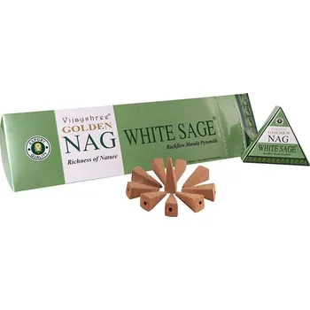 Vijayshree Vonné kužely Tekoucí dým Golden Nag White Sage (Bílá šalvěj), 10 ks