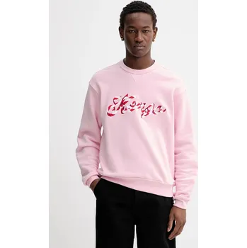 Pánská mikina Bavlněná mikina Kenzo pánská, růžová barva, s aplikací, FG55SW2024MJ 30X, vel. M