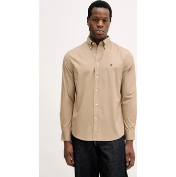 Pánská košile Bavlněná košile Tommy Hilfiger MW0MW37550 béžová 80X, vel. M