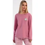 Dámské pyžamo dlouhé Vienetta Secret Kotě se šálou starorůžová XL