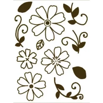 Dětské razítko Gelová razítka - Obrysové kytky se stonky a lístky