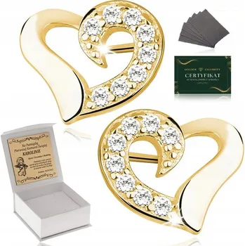 Náušnice Zlaté NÁUŠNICE srdíčka pro holčičku 925/585 ke NA KŘTINY, Prvnímu Svatému Přijímání + GRAVÍROVÁNÍ