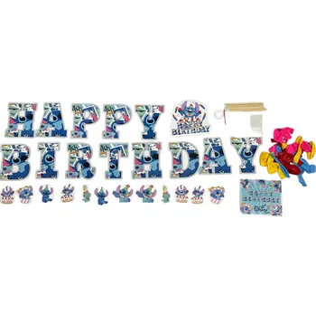 Balónek BALÓNKY GIRLANDA TOPPERY STITCH NAROZENINOVÁ VÝZDOBA HAPPY BIRTHDAY SADA 34 KUSŮ