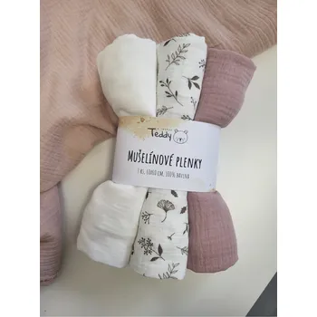 látková plena Sada 3x mušelínová plenka STANDARD 60 x 60 cm - botanika