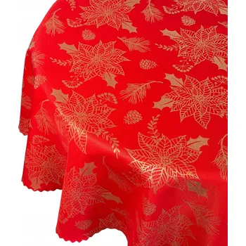 ubrus Vánoční ubrus Hvězda Červená Zlatá Kulatý průměr 80 cm