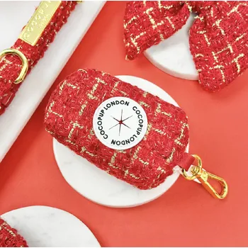 sáček na exkrement Cocopup London Pouzdro na sáčky pro psy Cocopup - Tweed Red