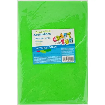 umělá květina Plst dekorativní list 5 ks zelený CRAFT WITH FUN