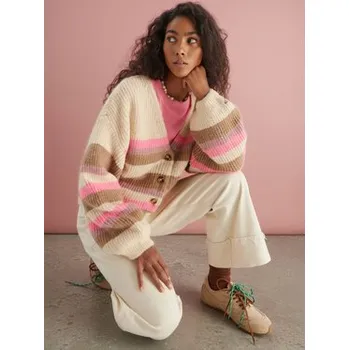 Dámský svetr Roxy Kardigan Marble Tiles Stripe ERJSW03669 Béžová Regular Fit XL