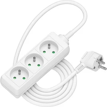 Elektrická zásuvka AlzaPower prodlužovací přívod 230V 3 zásuvky 2m bílý