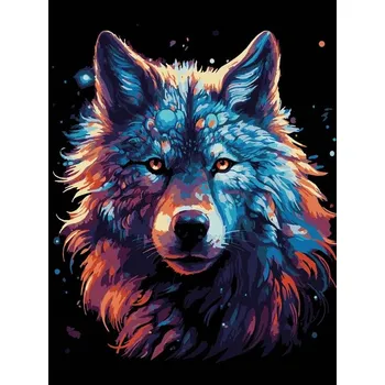 Malování na černé plátno 30 x 40 cm, vlk