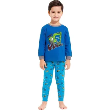 Chlapecké pyžamo BAVLNĚNÉ DĚTSKÉ PYŽAMO S BAGREM NOVINKA Barva: Modrá/světle modrá, Velikost: 122