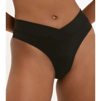 Menstruační kalhotky SNUGGS Tanga - Menstruační kalhotky pro slabou menstruaci - Recyklovaný polyester - Černá