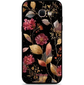 Lesklý kryt Mobiwear Glossy - Samsung Galaxy A5 (2017) - G171G Zlatavé lístky a květy (Prémiové lesklé pouzdro, obal, kryt Mobiwear Glossy na mobil Samsung Galaxy A5 (2017) - G171G Zlatavé lístky a květy, materiál Plast + TPU silikon - krytí po všech)
