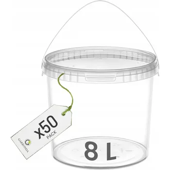 Dóza na potraviny Kbelík s víkem 8 L na potraviny průhledný SADA 50 kusů