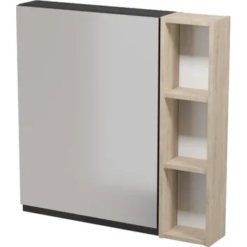 Koupelnový nábytek CERSANIT 3D Nábytkový set Cersanit Moduo 80, skříňka 60 zrcadlová závěsná antracitová, skříňka 20 horní závěsná otevřená dub S590-085;K116-023