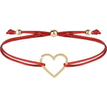 Módní doplněk Troli Šňůrkový náramek se srdíčkem červená/zlatá + 2 měsíce na vrácení zboží