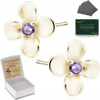 Náušnice Zlaté NÁUŠNICE 585 STŘÍBRNÉ NÁUŠNICE pro děti STŘÍBRO 925 14K GRAVÍROVÁNÍ DÁREK