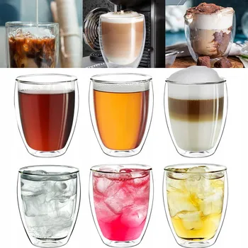 Sklenice SKLENICE TERMOŠÁLKY NA KÁVU LATTE DRINKY 350 ML 6 Ks