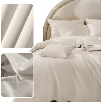 Povlečení POVLEČENÍ BAVLNA SATÉNOVÁ 160x200 CM + 2 POVLAKY 70x80 KOMPLET SVĚTLE BÉŽOVÁ BARVA