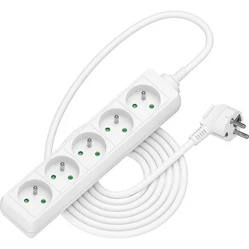 Elektrická zásuvka AlzaPower prodlužovací přívod 230V 5 zásuvek 2m bílý