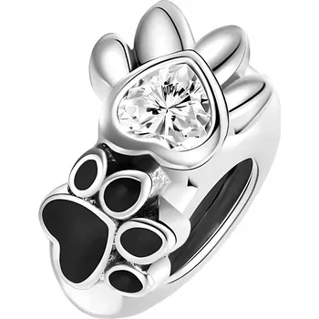 Přívěsek Přívěsek na náramek Trusky stříbrná měď se zirkony – psí tlapky