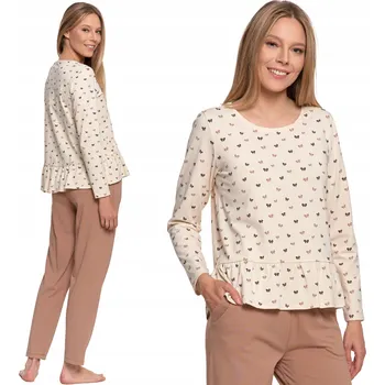 Dámské pyžamo DÁMSKÉ BAVLNĚNÉ PYŽAMO ELEGANTNÍ DLOUHÝ RUKÁV HORNÍ DÍL S VOLÁNKEM MORAJ S