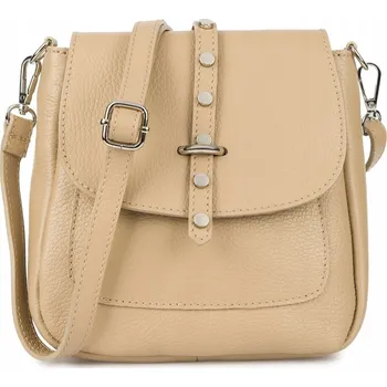 Kabelka Vera Pelle kabelka kožená kabelka přes rameno z pravé kůže béžová