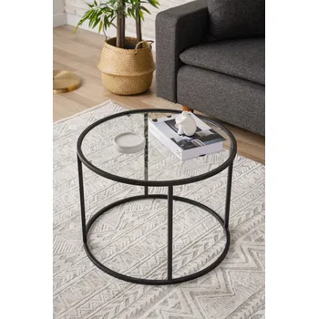 Konferenční stolek Skye Decor, Berlin - Black 60, konferenční stolky, černá barva, sklo, 60 x 43 x 60 cm | 706CLN1137