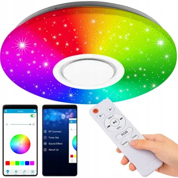 STROPNÍ SVÍTIDLO RGB S BLUETOOTH REPRODUKTOREM LED 60W S DÁLKOVÝM OVLADAČEM A APLIKACÍ